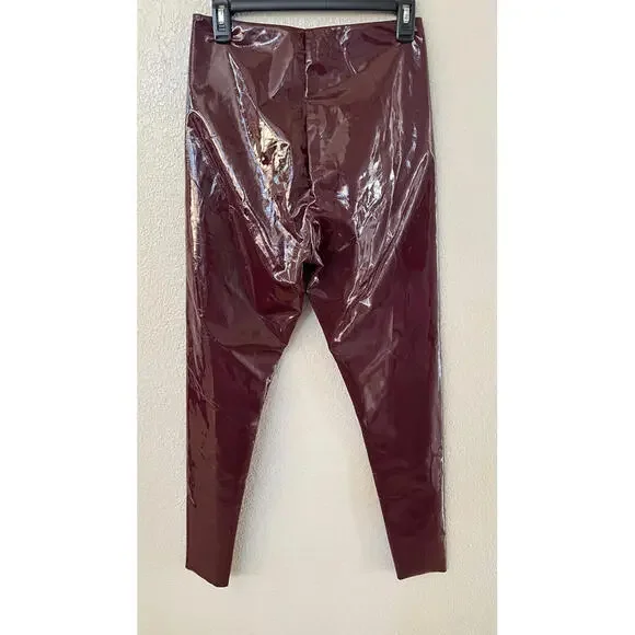 New Commando Control Top Faux Patent Leather Leggings In Burgundy Sz L Retail$98 - Picture 3 of 4